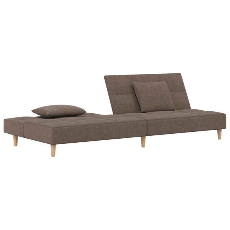 Dvivietė sofa-lova su dvejomis pagalvėmis, taupe, audinys