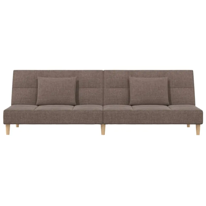 Dvivietė sofa-lova su dvejomis pagalvėmis, taupe, audinys