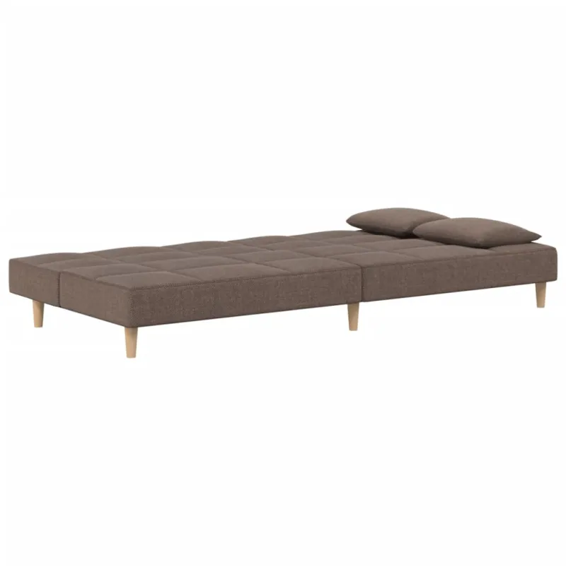 Dvivietė sofa-lova su dvejomis pagalvėmis, taupe, audinys