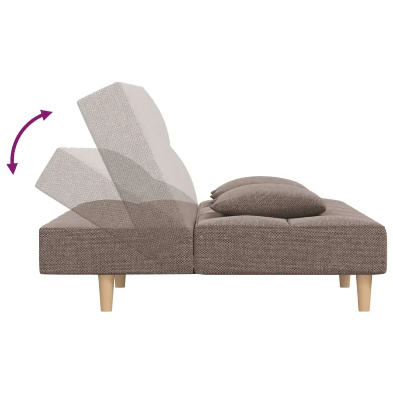 Dvivietė sofa-lova su dvejomis pagalvėmis, taupe, audinys