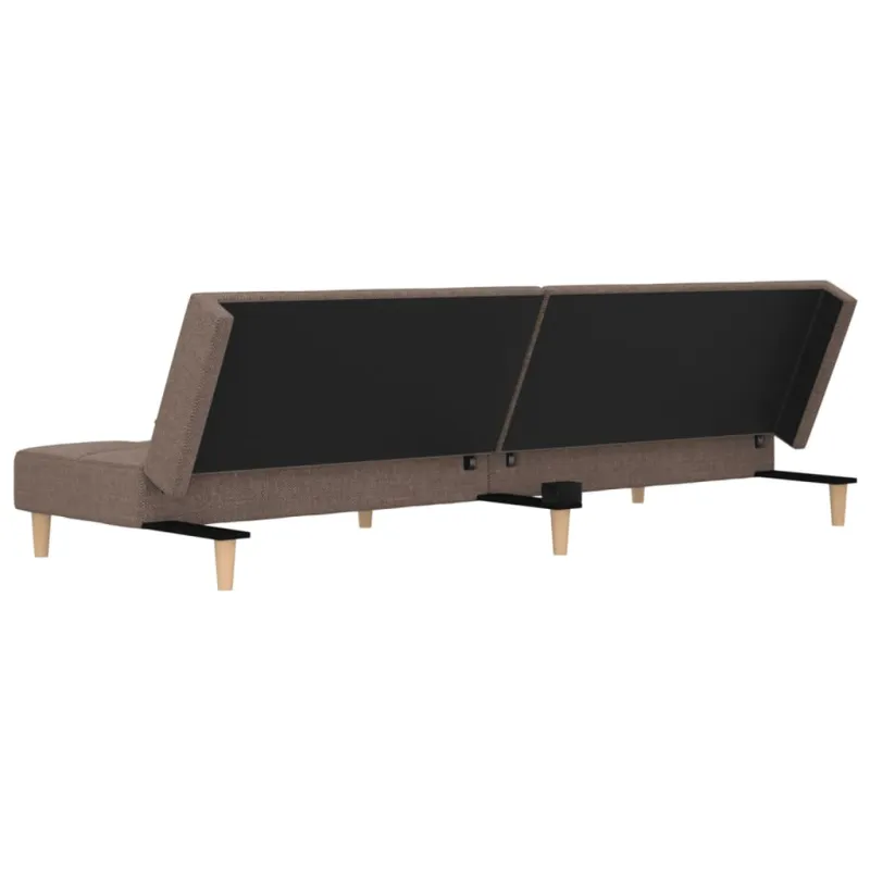 Dvivietė sofa-lova su dvejomis pagalvėmis, taupe, audinys