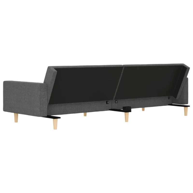 Dvivietė sofa-lova su dvejomis pagalvėmis, pilka, audinys