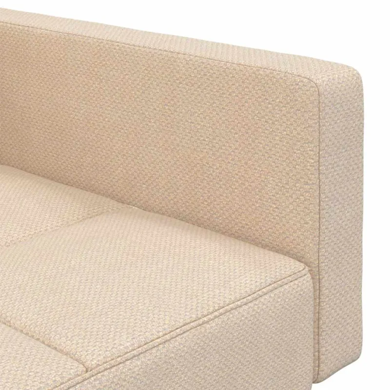 Dvivietė sofa-lova su dvejomis pagalvėmis, kreminė, audinys