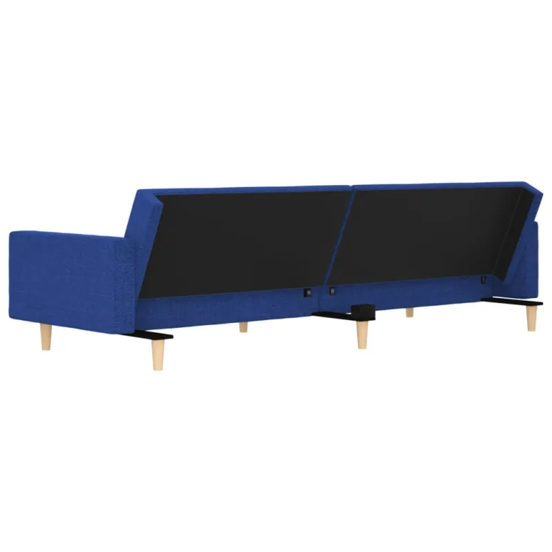 Dvivietė sofa-lova su dvejomis pagalvėmis, mėlyna, audinys