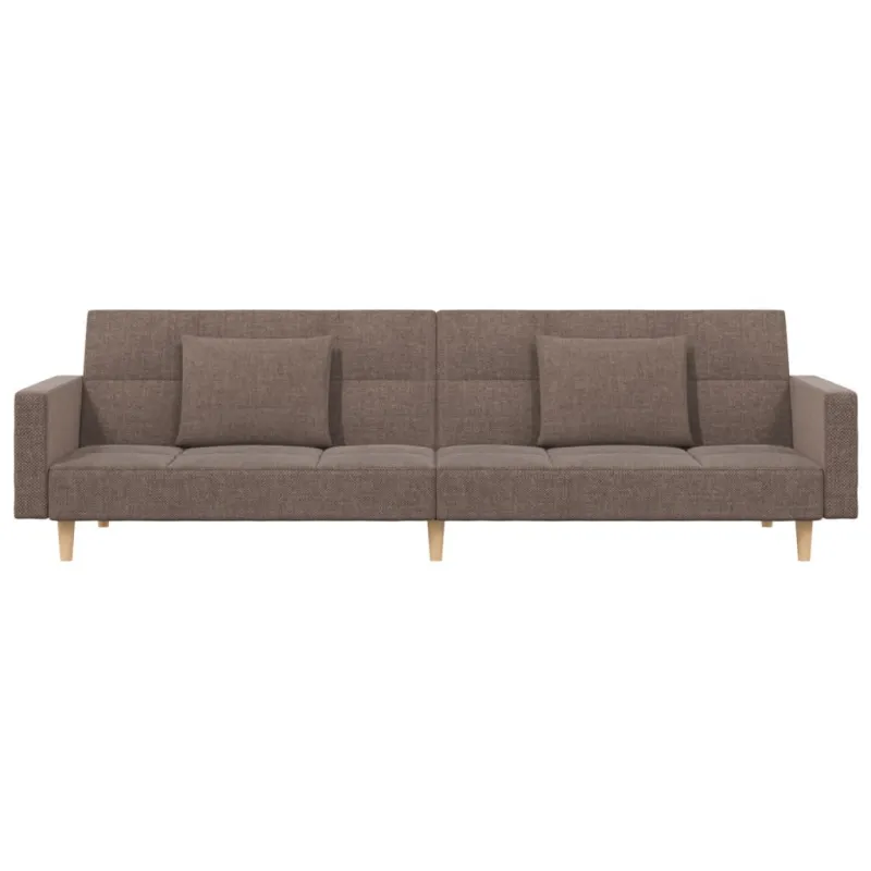 Dvivietė sofa-lova su dvejomis pagalvėmis, taupe, audinys