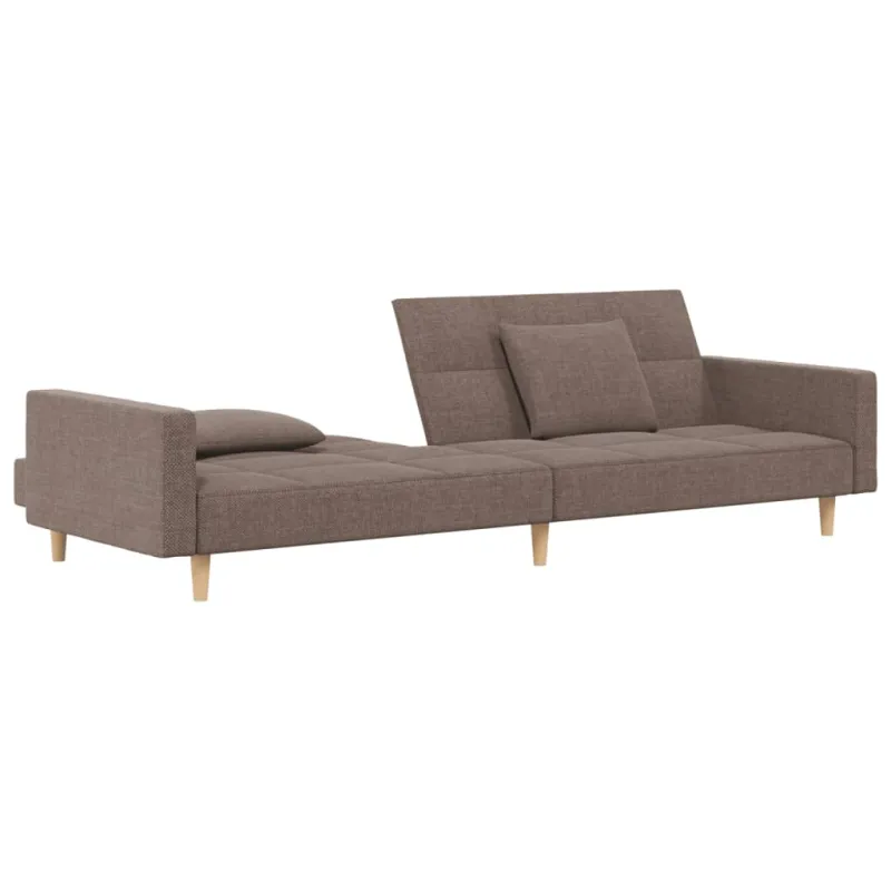 Dvivietė sofa-lova su dvejomis pagalvėmis, taupe, audinys
