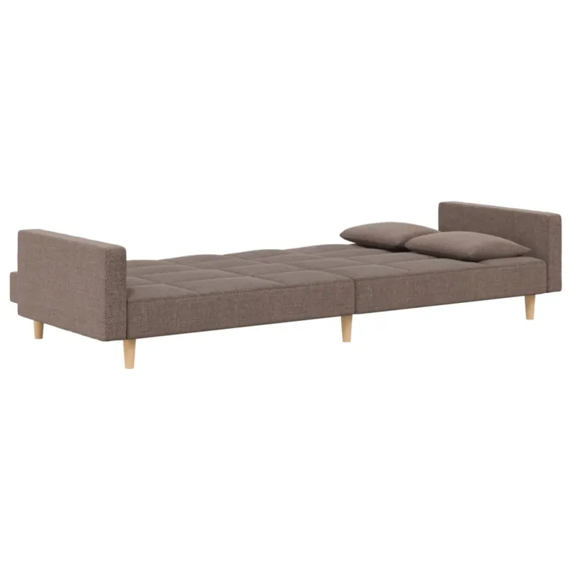 Dvivietė sofa-lova su dvejomis pagalvėmis, taupe, audinys