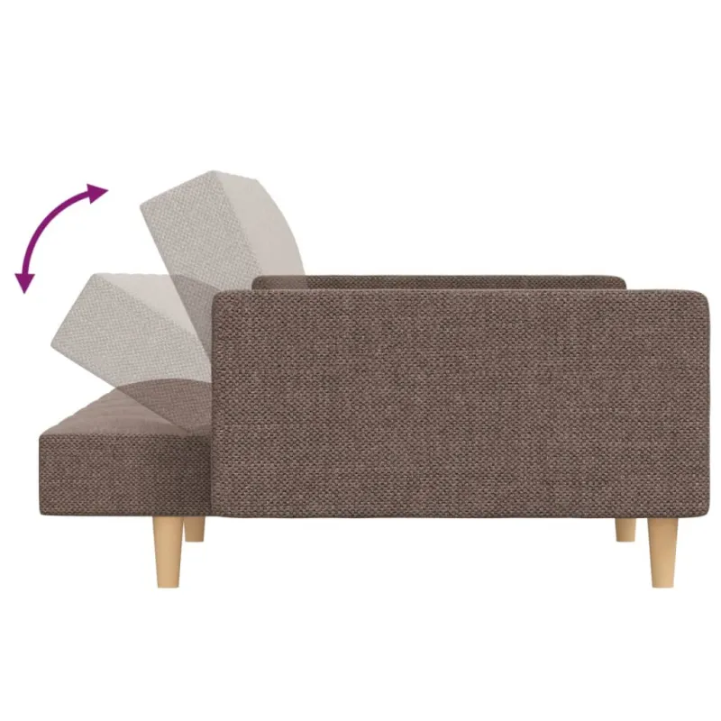 Dvivietė sofa-lova su dvejomis pagalvėmis, taupe, audinys