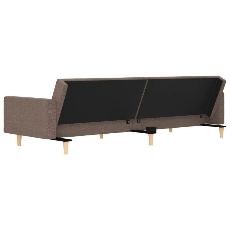 Dvivietė sofa-lova su dvejomis pagalvėmis, taupe, audinys