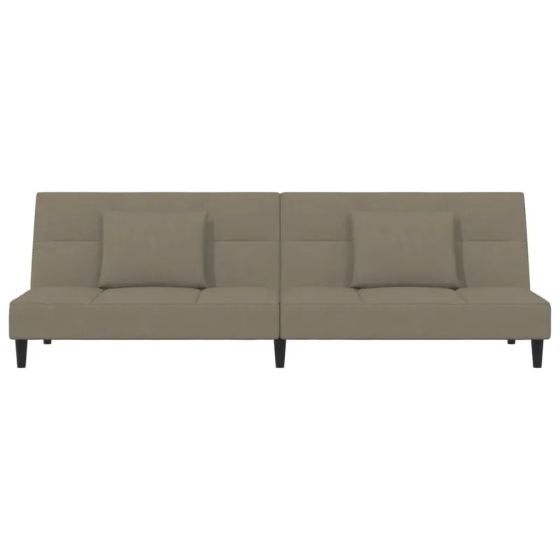 Dvivietė sofa-lova su dvejomis pagalvėmis, pilka, aksomas