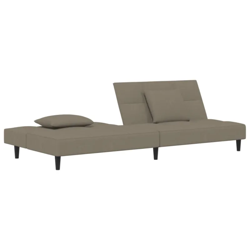 Dvivietė sofa-lova su dvejomis pagalvėmis, pilka, aksomas