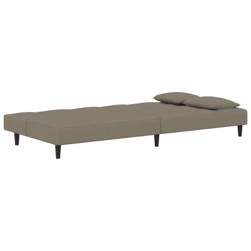 Dvivietė sofa-lova su dvejomis pagalvėmis, pilka, aksomas