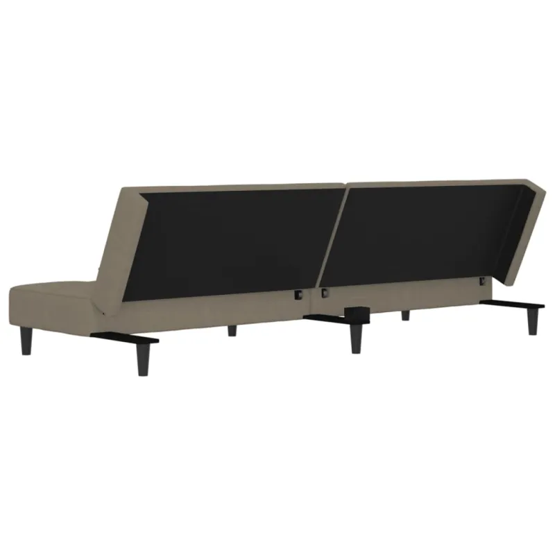 Dvivietė sofa-lova su dvejomis pagalvėmis, pilka, aksomas