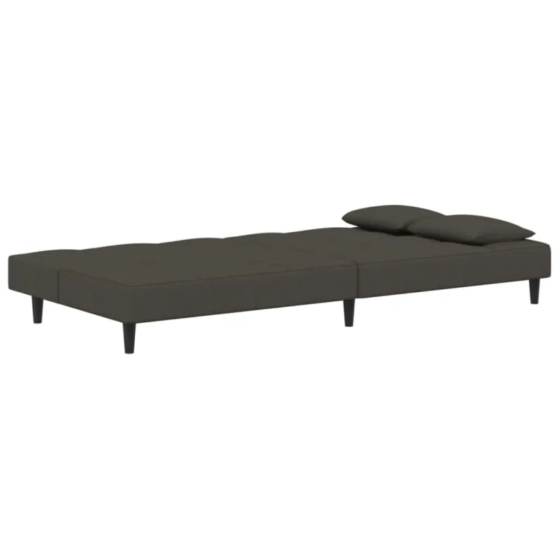 Dvivietė sofa-lova su dvejomis pagalvėmis, pilka, aksomas