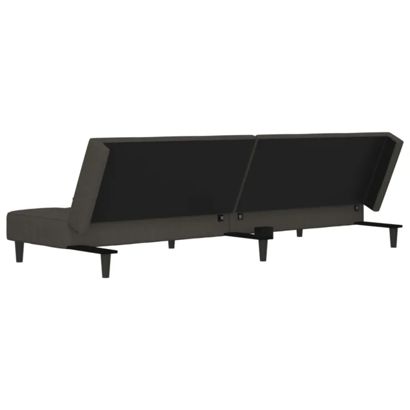 Dvivietė sofa-lova su dvejomis pagalvėmis, pilka, aksomas