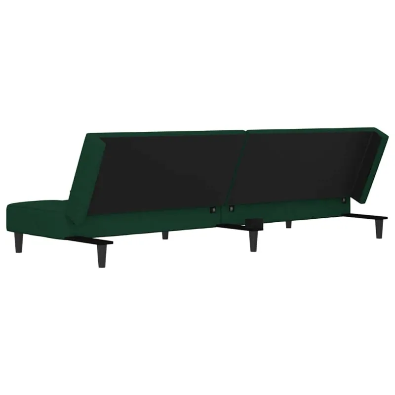 Dvivietė sofa-lova su dvejomis pagalvėmis, žalia, aksomas