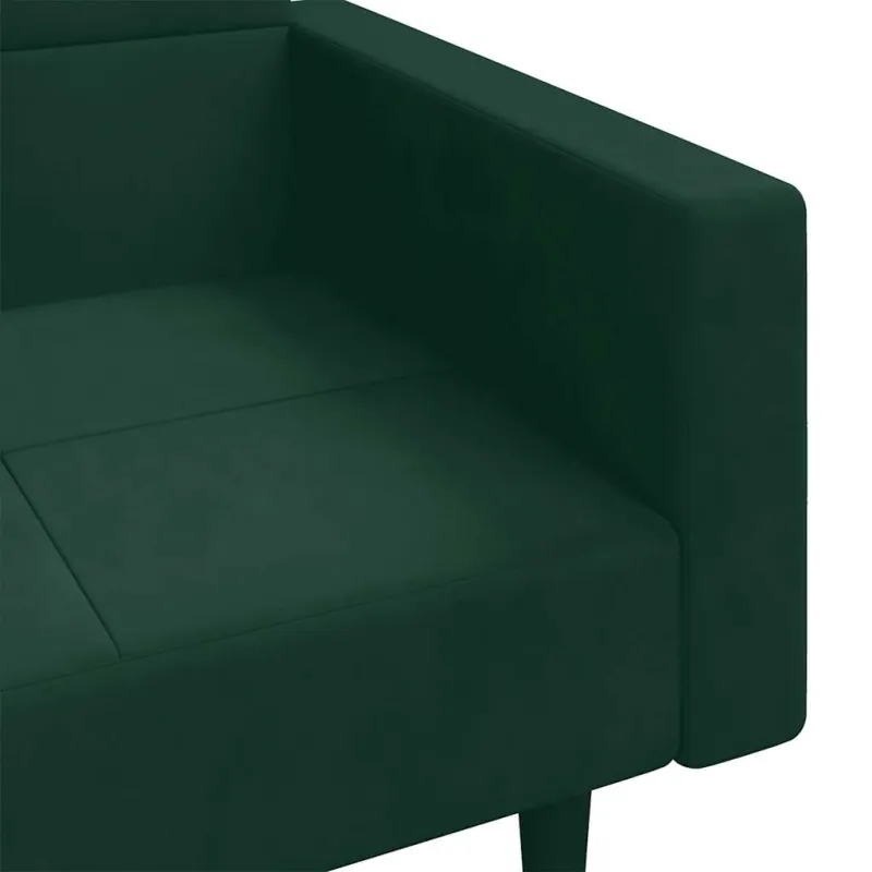 Dvivietė sofa-lova su dvejomis pagalvėmis, žalia, aksomas