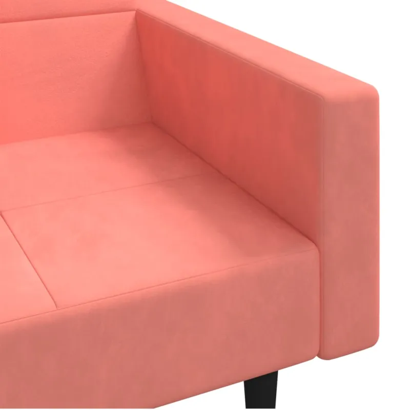 Dvivietė sofa-lova su dvejomis pagalvėmis, rožinė, aksomas