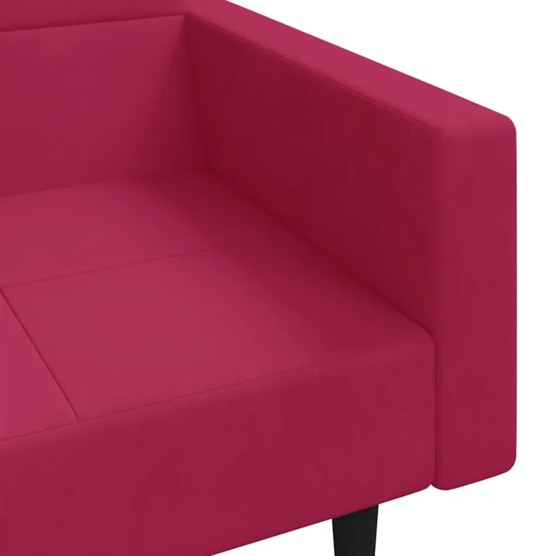 Dvivietė sofa-lova su dvejomis pagalvėmis, vyno, aksomas