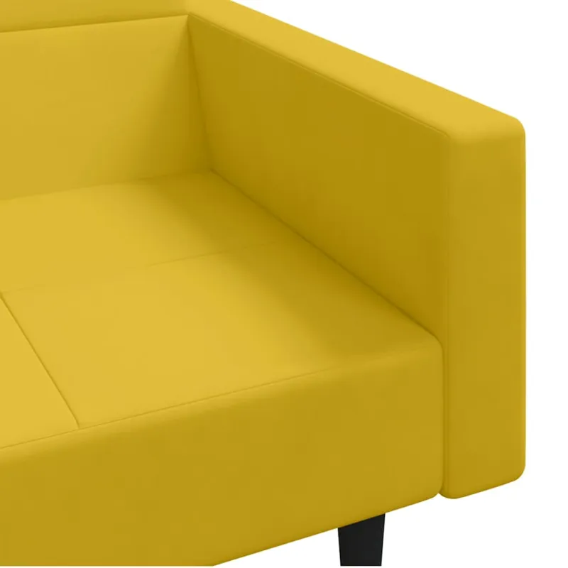 Dvivietė sofa-lova su dvejomis pagalvėmis, geltona, aksomas