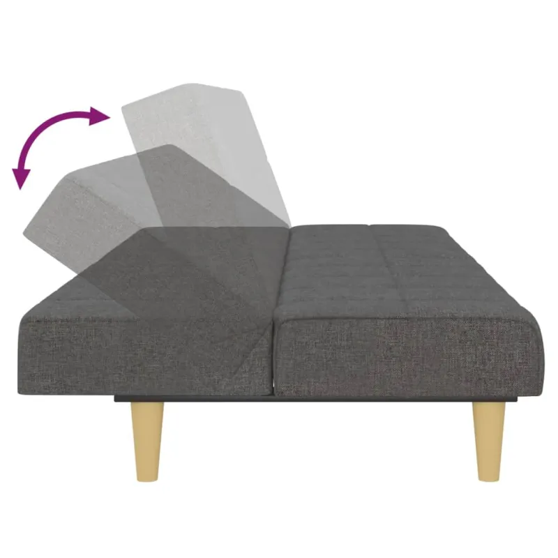Dvivietė sofa-lova, tamsiai pilkos spalvos, audinys