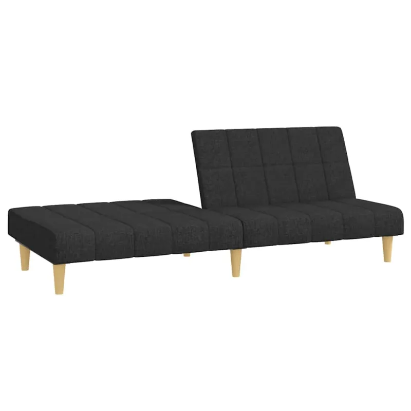 Dvivietė sofa-lova, juodos spalvos, audinys