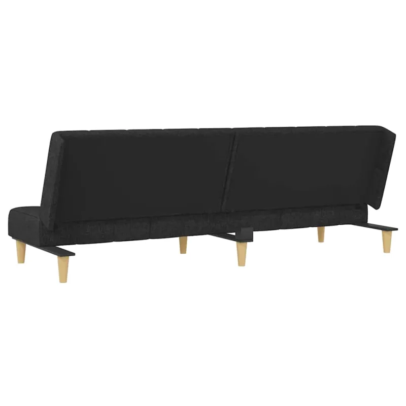 Dvivietė sofa-lova, juodos spalvos, audinys
