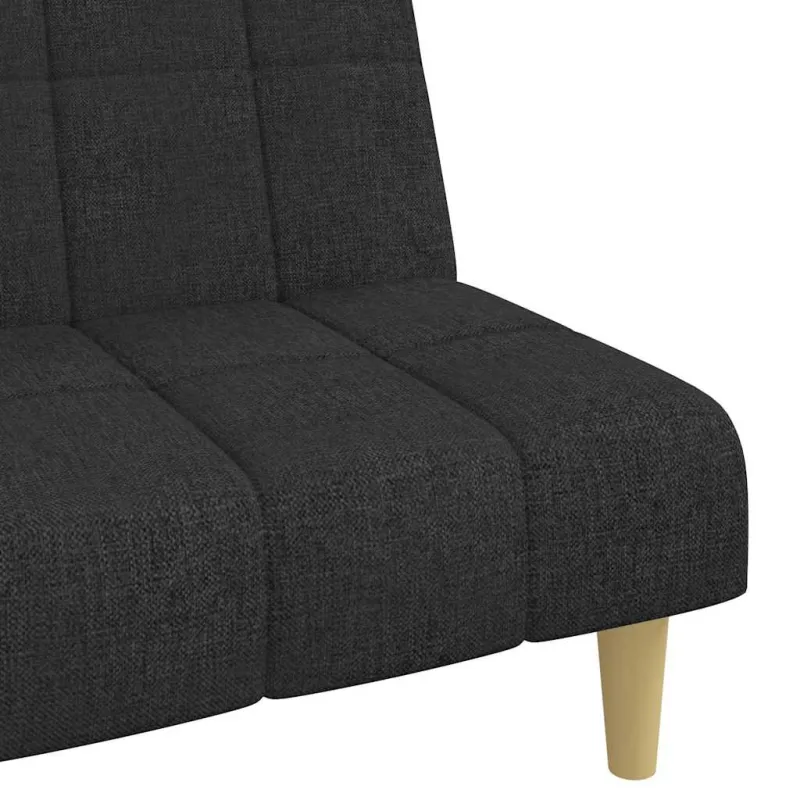 Dvivietė sofa-lova, juodos spalvos, audinys