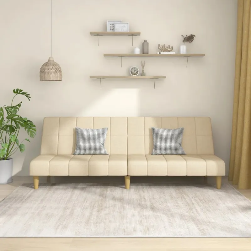Dvivietė sofa-lova, kreminės spalvos, audinys