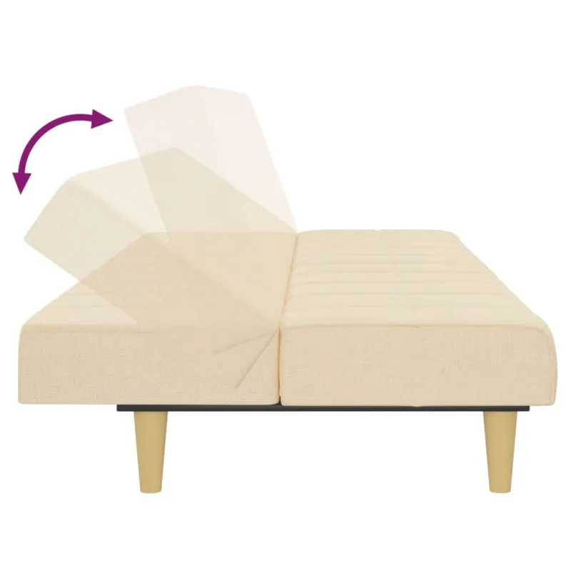 Dvivietė sofa-lova, kreminės spalvos, audinys
