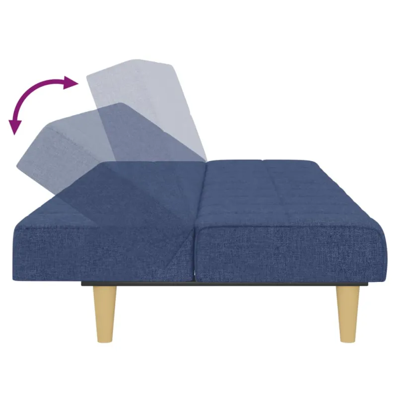 Dvivietė sofa-lova, mėlynos spalvos, audinys