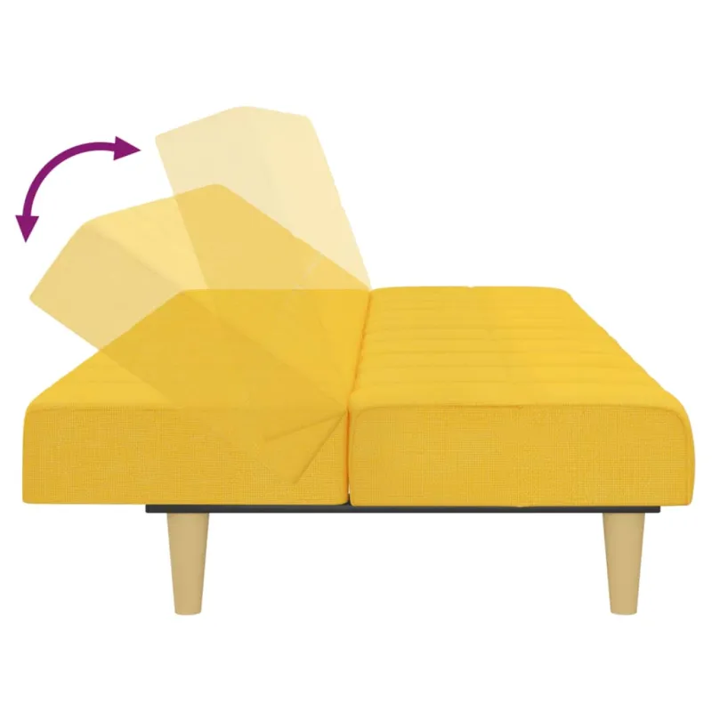 Dvivietė sofa-lova, geltonos spalvos, audinys