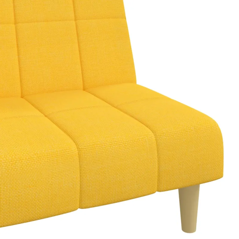 Dvivietė sofa-lova, geltonos spalvos, audinys