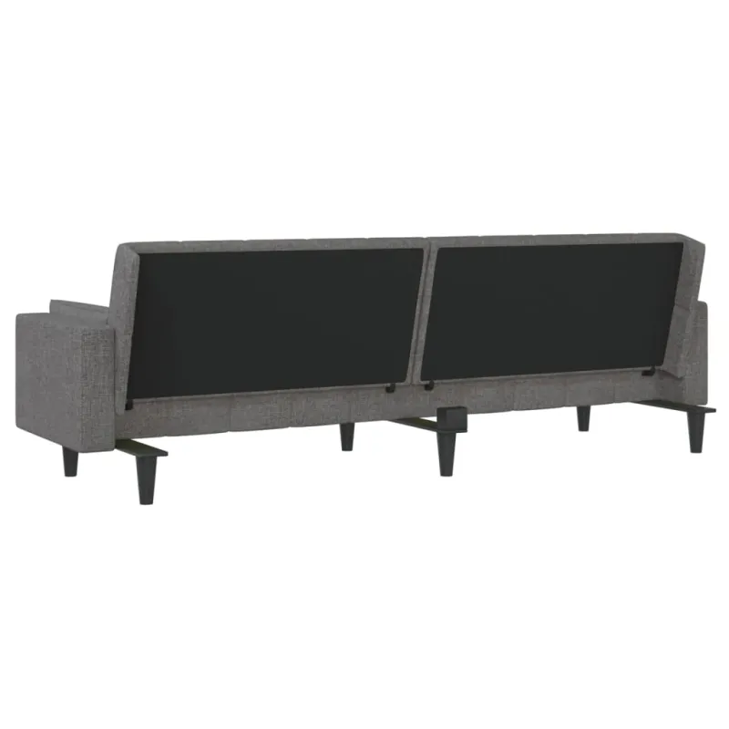 Dvivietė sofa-lova su dvejomis pagalvėmis, pilka, audinys