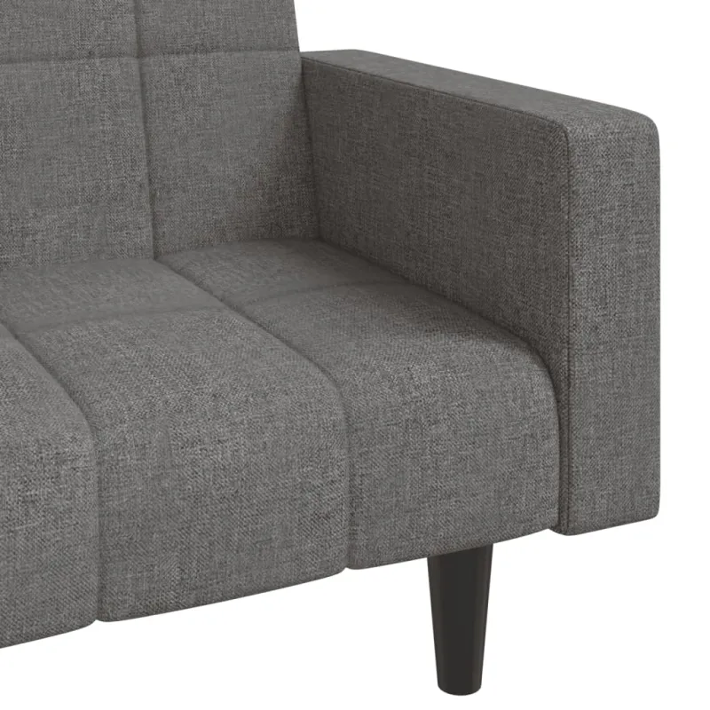 Dvivietė sofa-lova su dvejomis pagalvėmis, pilka, audinys