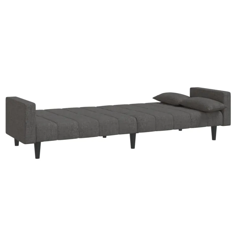 Dvivietė sofa-lova su dvejomis pagalvėmis, pilka, audinys