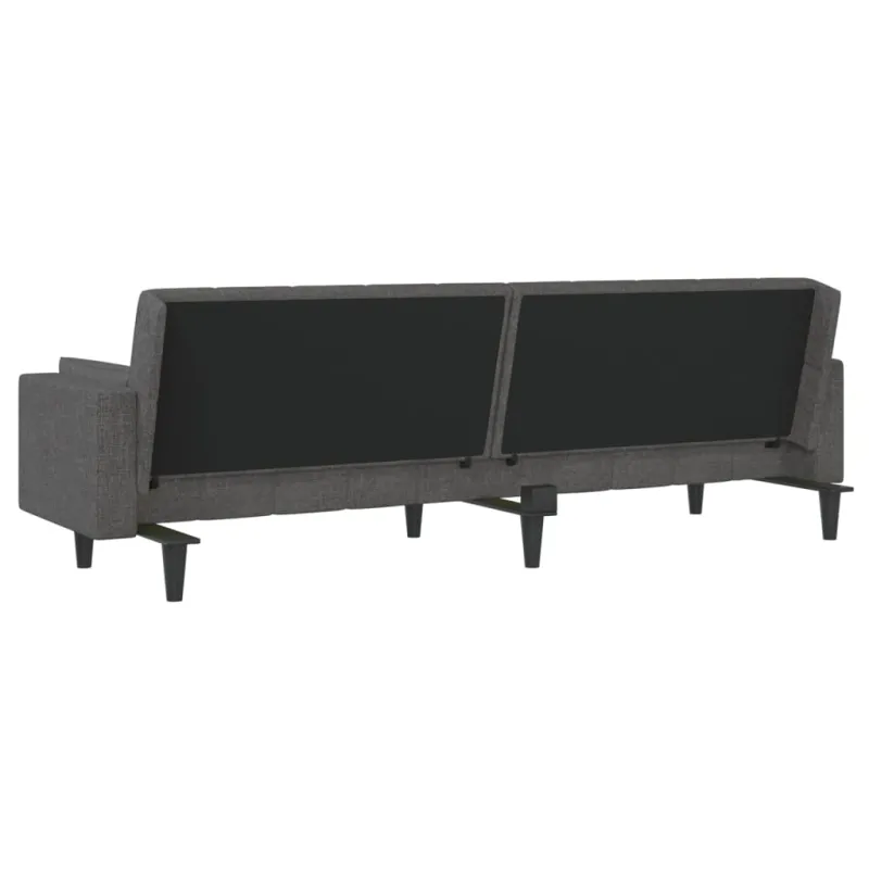 Dvivietė sofa-lova su dvejomis pagalvėmis, pilka, audinys