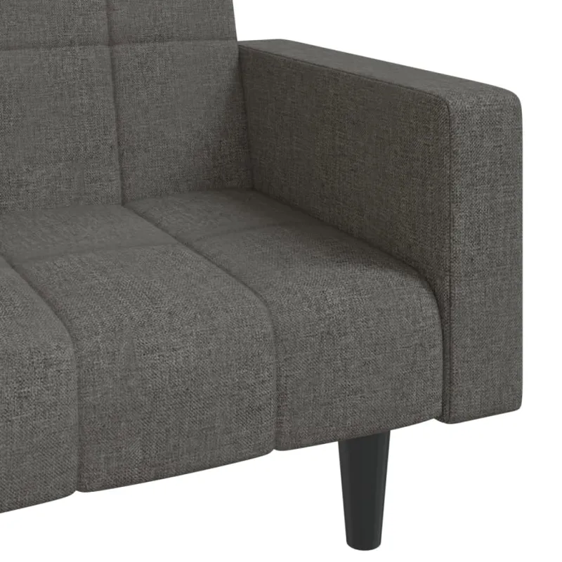 Dvivietė sofa-lova su dvejomis pagalvėmis, pilka, audinys