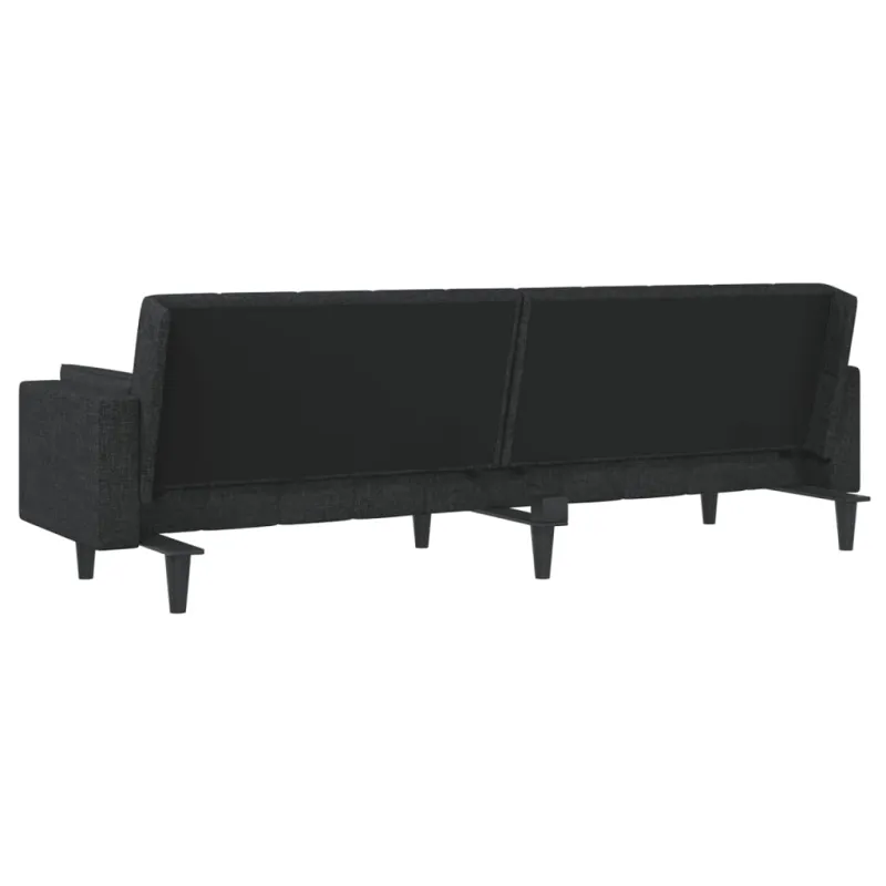 Dvivietė sofa-lova su dvejomis pagalvėmis, juoda, audinys
