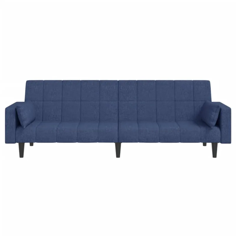 Dvivietė sofa-lova su dvejomis pagalvėmis, mėlyna, audinys