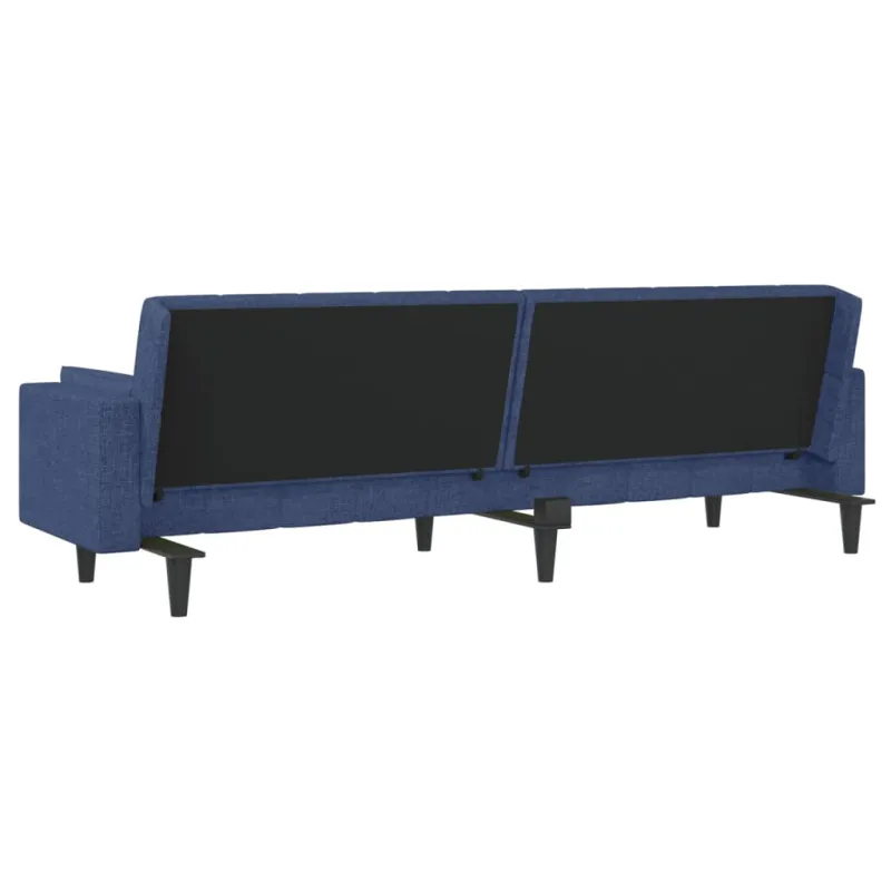 Dvivietė sofa-lova su dvejomis pagalvėmis, mėlyna, audinys