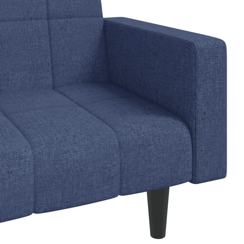Dvivietė sofa-lova su dvejomis pagalvėmis, mėlyna, audinys