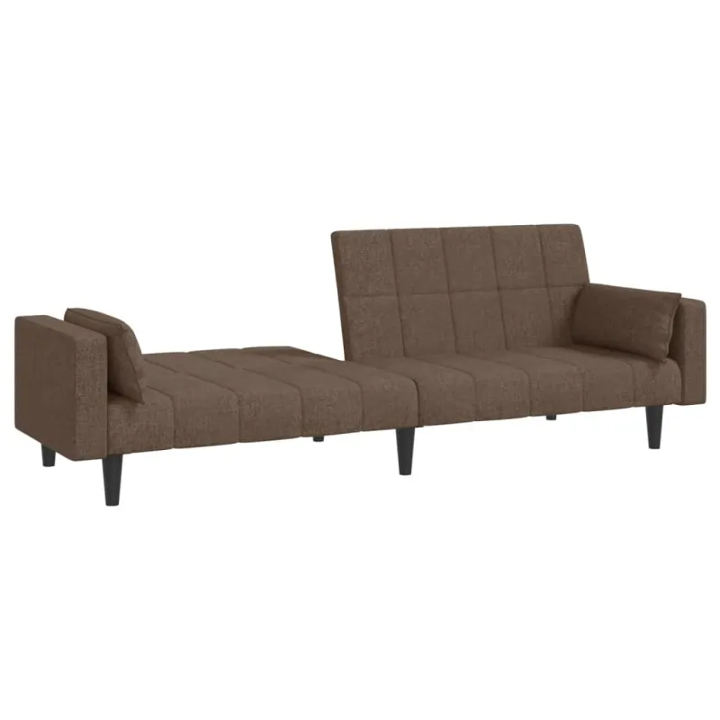 Dvivietė sofa-lova su dvejomis pagalvėmis, taupe, audinys