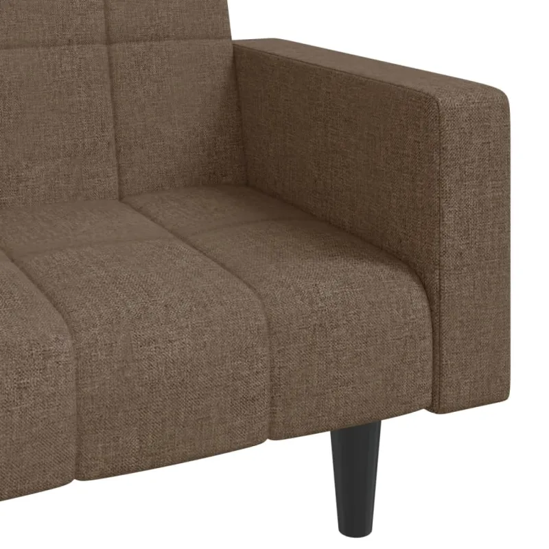 Dvivietė sofa-lova su dvejomis pagalvėmis, taupe, audinys