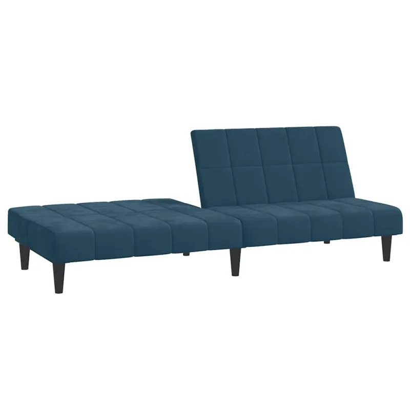 Dvivietė sofa-lova, mėlynos spalvos, aksomas