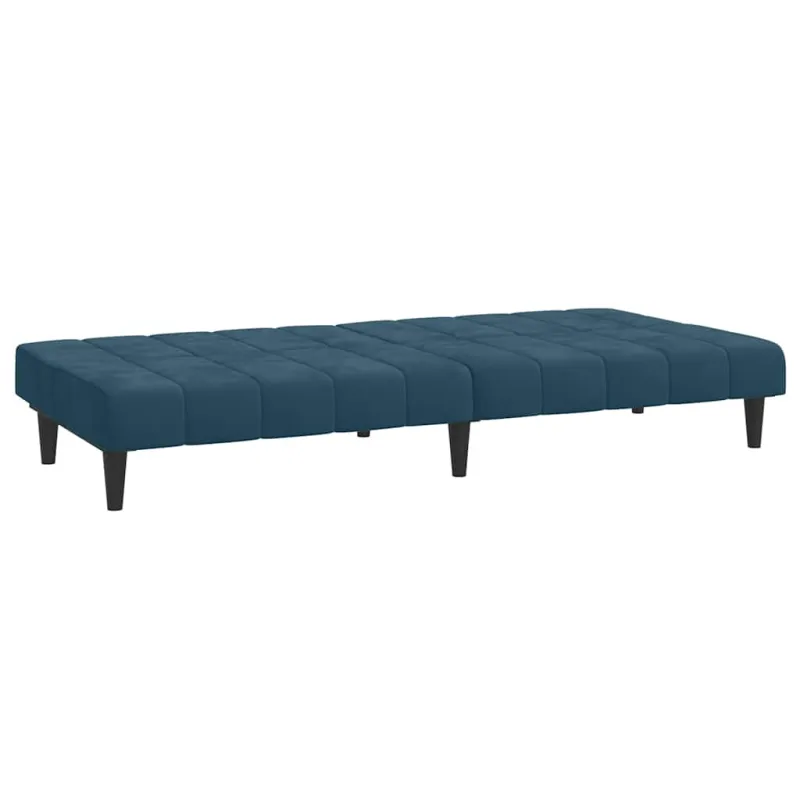 Dvivietė sofa-lova, mėlynos spalvos, aksomas