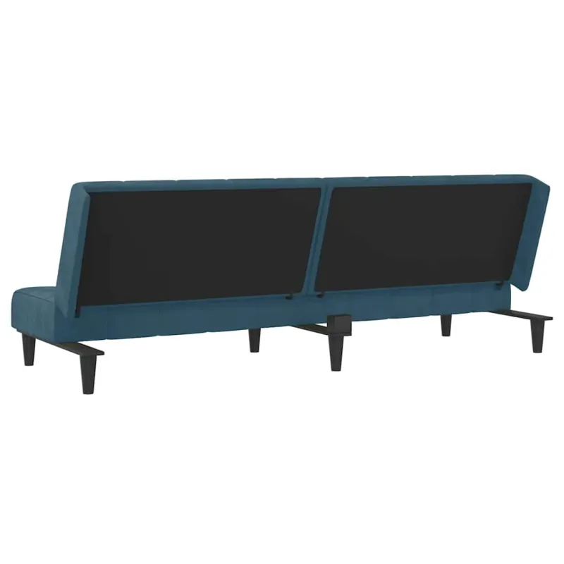Dvivietė sofa-lova, mėlynos spalvos, aksomas