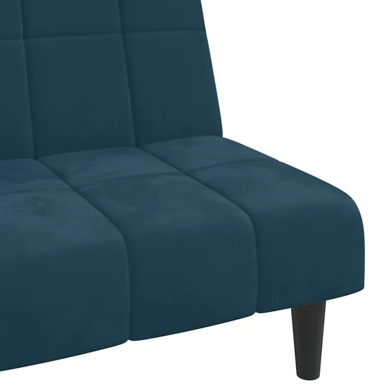 Dvivietė sofa-lova, mėlynos spalvos, aksomas
