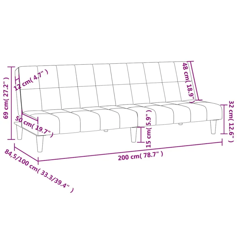 Dvivietė sofa-lova, mėlynos spalvos, aksomas