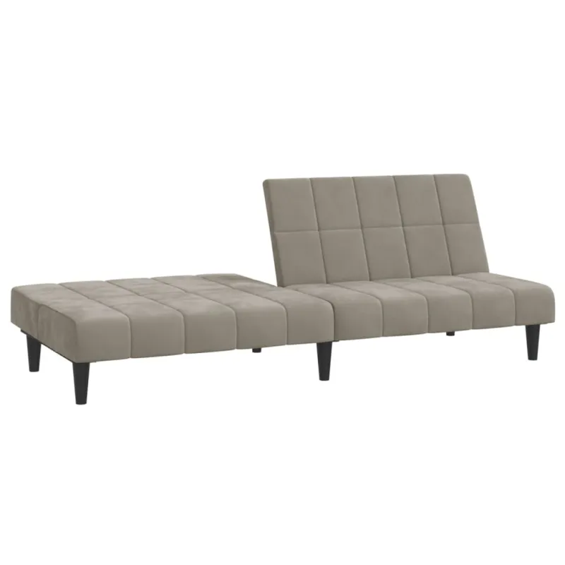 Dvivietė sofa-lova, šviesiai pilkos spalvos, aksomas